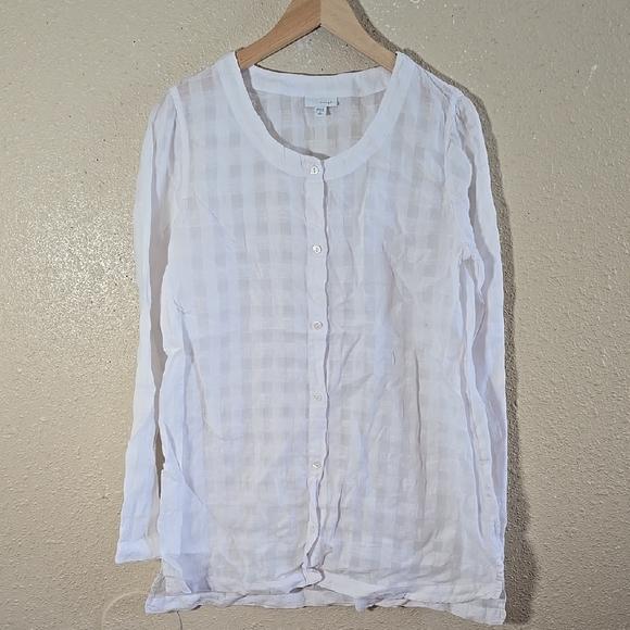 J. Jill Tops - J. Jill White Linen Button-Up Blouse